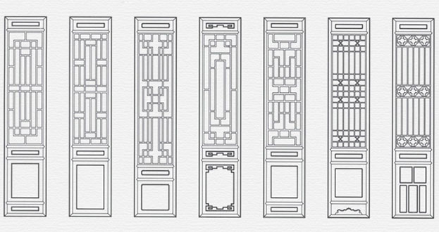 普兰店常用中式仿古花窗图案隔断设计图